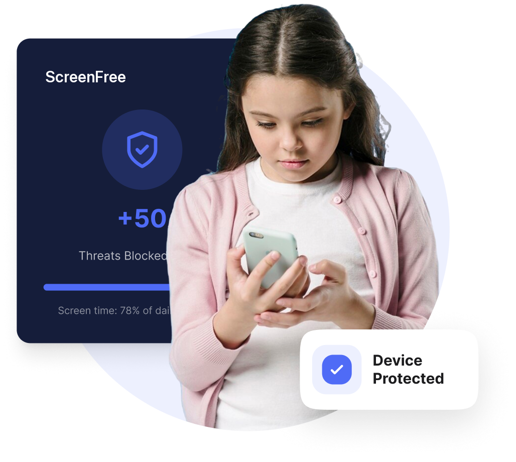 Parent using the ScreenFree app to manage their child's screen time and keep them safe online